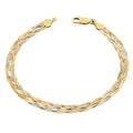 Fremada 10 Karat Tricolor Gold 5 Strand Braided Herringbone Bracelet 7.5 Inch