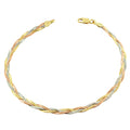 Fremada 10K Tricolor Gold Braided Herringbone Bracelet 7.5 Inch