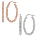 Fremada 10K Gold Diamond Cut Oval Hoop Earrings