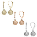 Fremada 10K Gold Diamond Cut Pierced Ball Leverback Earrings