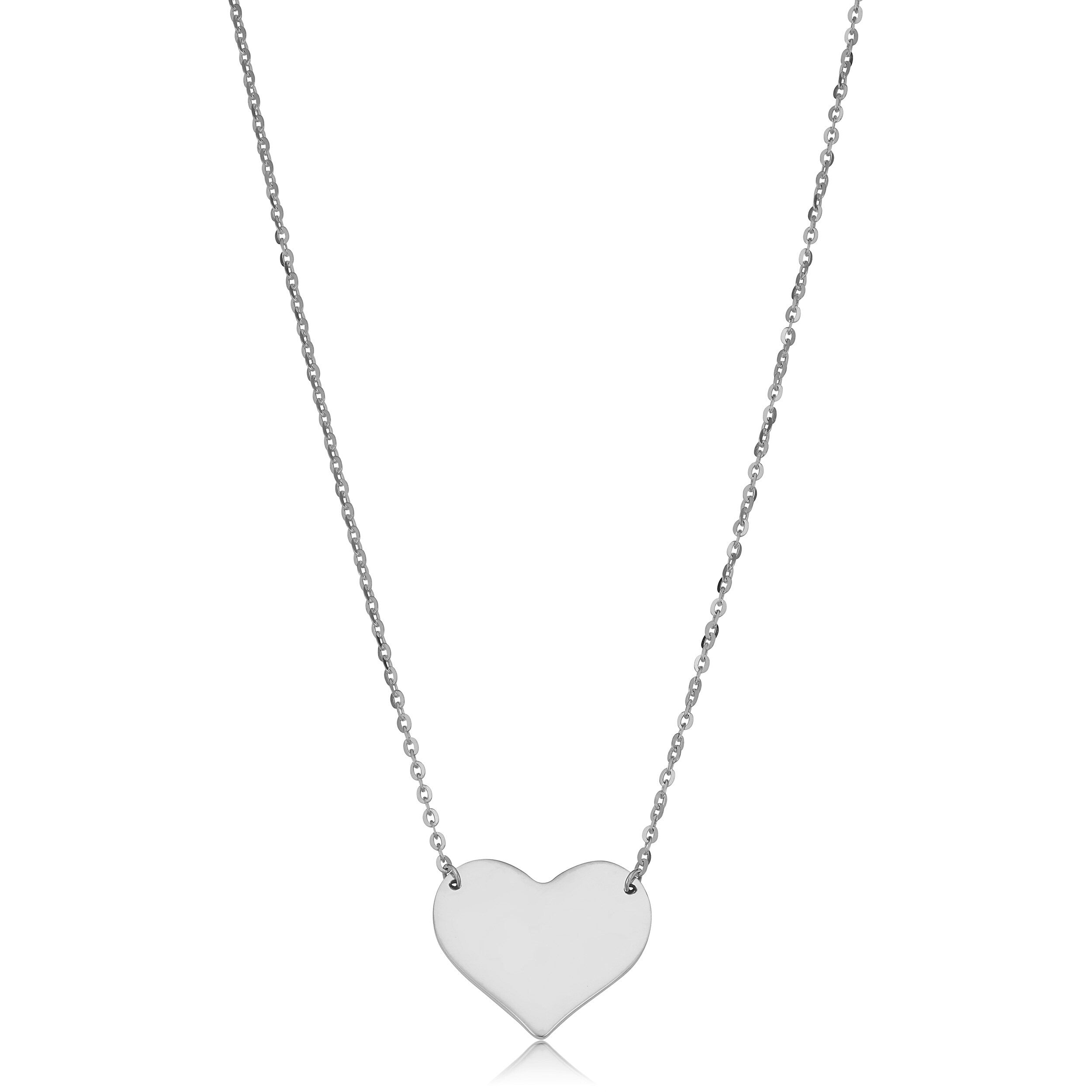 10K Gold Heart Necklace Yellow White Or Rose 18 Inches