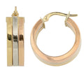 Fremada 10K Tri Color Gold 6X15 Mm Triple Hoop Earrings