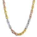 Fremada 10K Tri Color Gold Double Cable Link Necklace