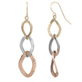 Fremada 10K Tri Color Gold Graduated Diamond Cut Twist Ovals Drop Earrings