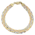 Fremada 10K Tricolor Gold 7 Strand Braided Herringbone Bracelet 7.5 Inch