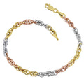 Fremada 10K Tricolor Gold Double Cable Link Bracelet 7.25 Inches