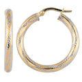 Fremada 10K Two Tone Gold 3X20Mm Hoop Earrings