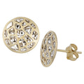 Fremada 10K Two Tone Gold Cut Out Design Round Statement Stud Earrings