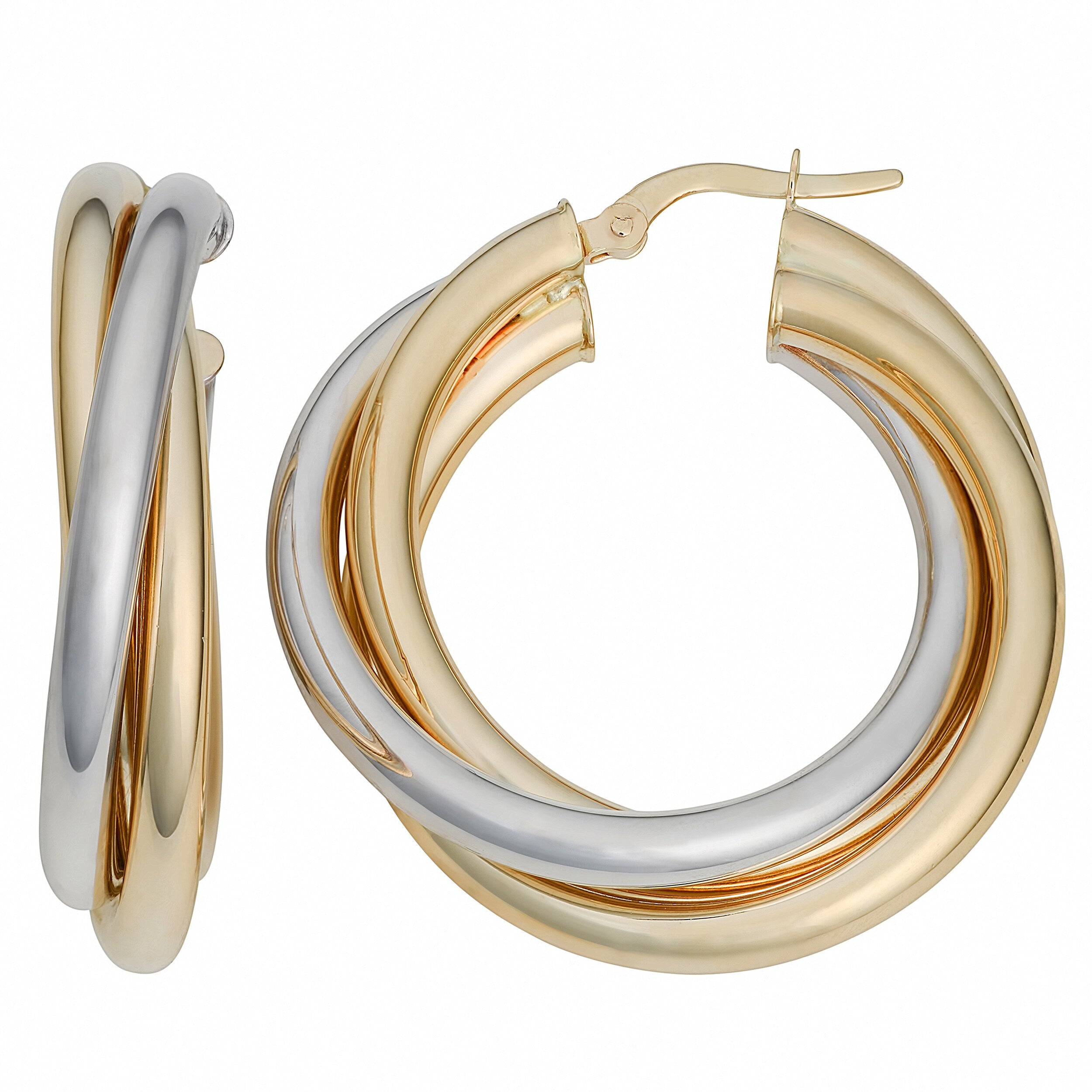 Fremada 10K Two Tone Triple Hoop Earrings