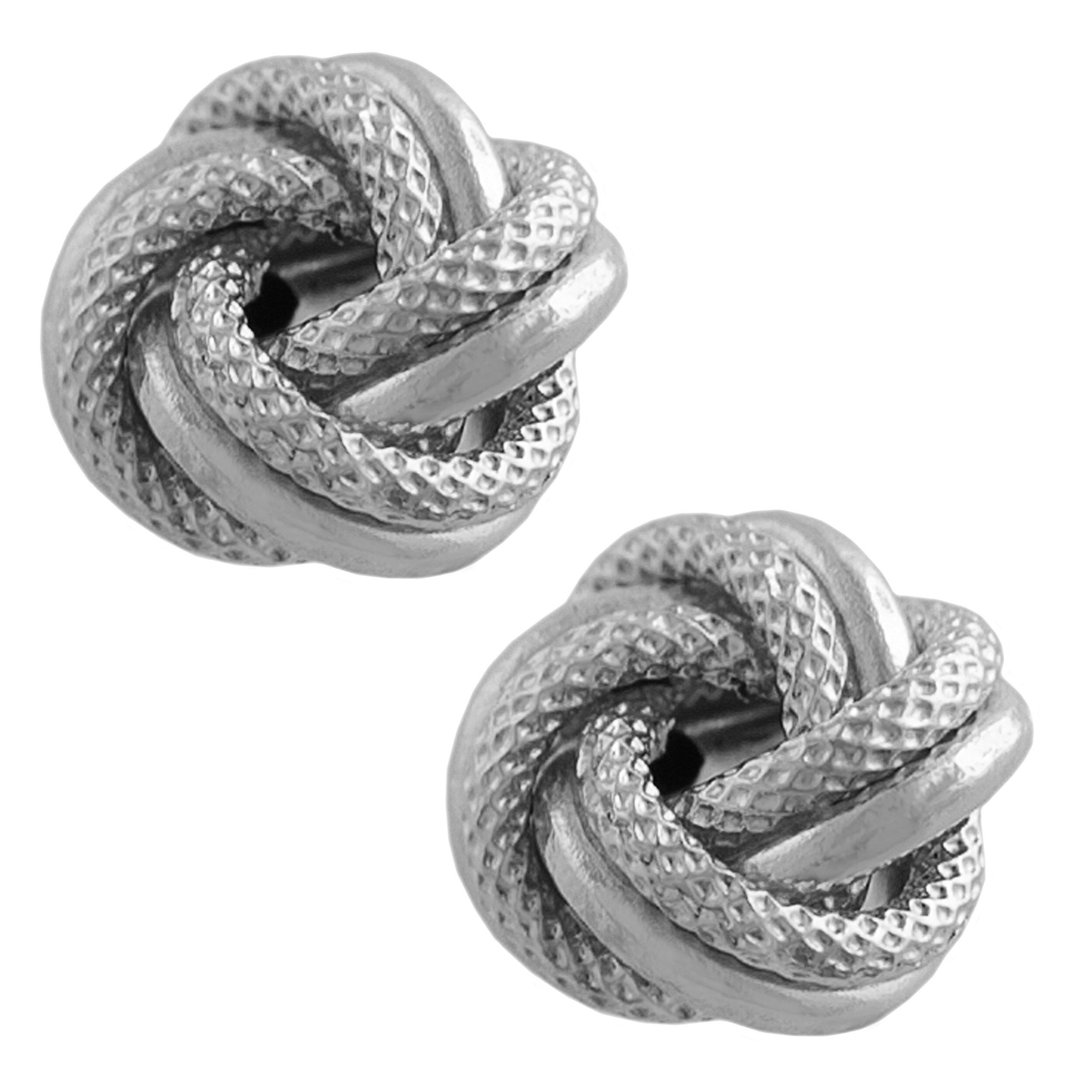 Fremada 10K White Gold Florentine Polished Love Knot Earrings