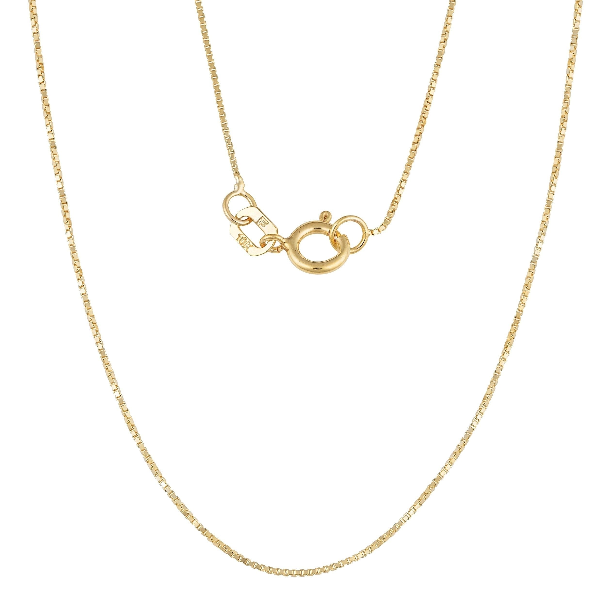 10K Yellow Gold 0.6 Mm Box Chain Necklace 16 24 Inch