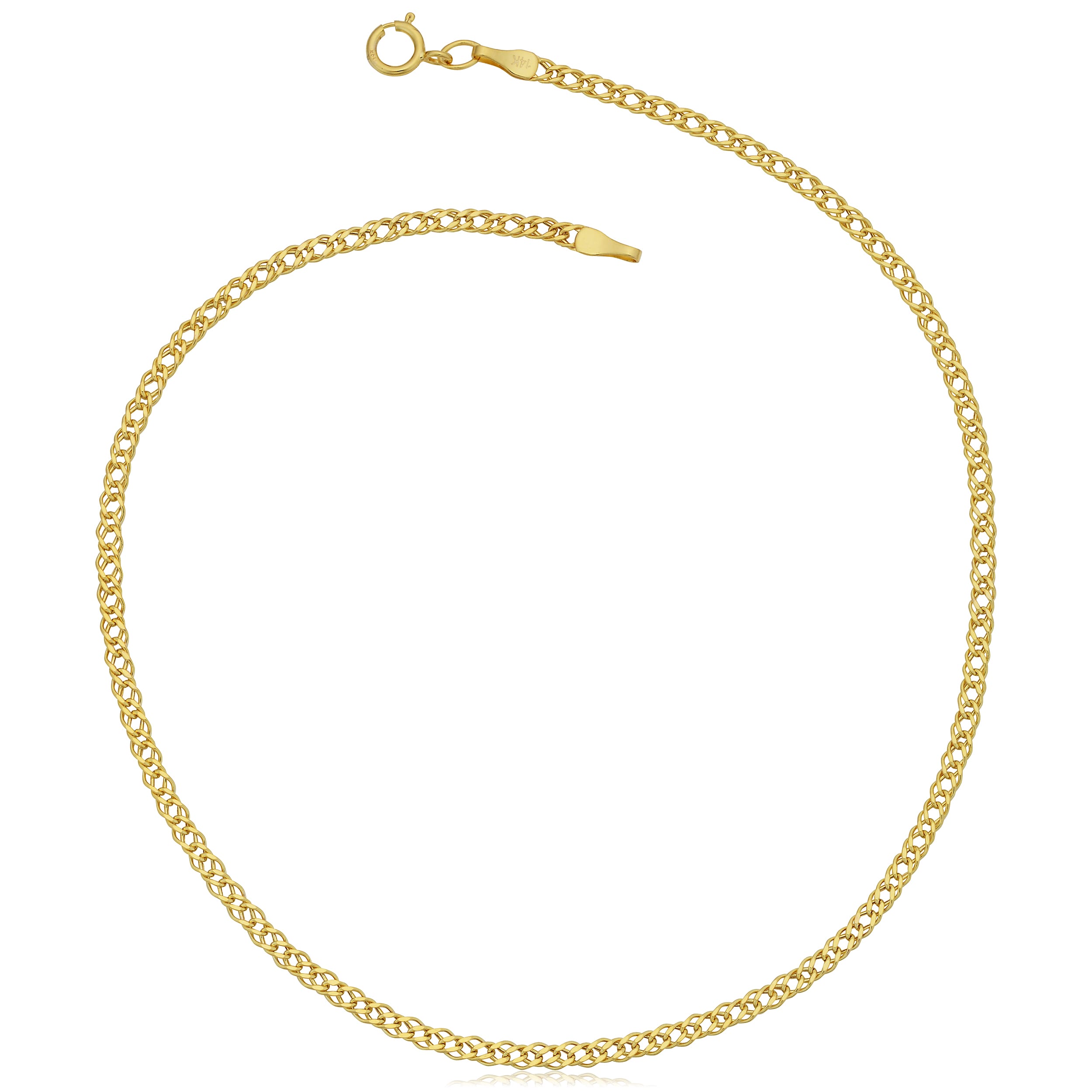 Fremada 10K Yellow Gold 2 Mm Diamond Weave Curb Anklet 10 Inch