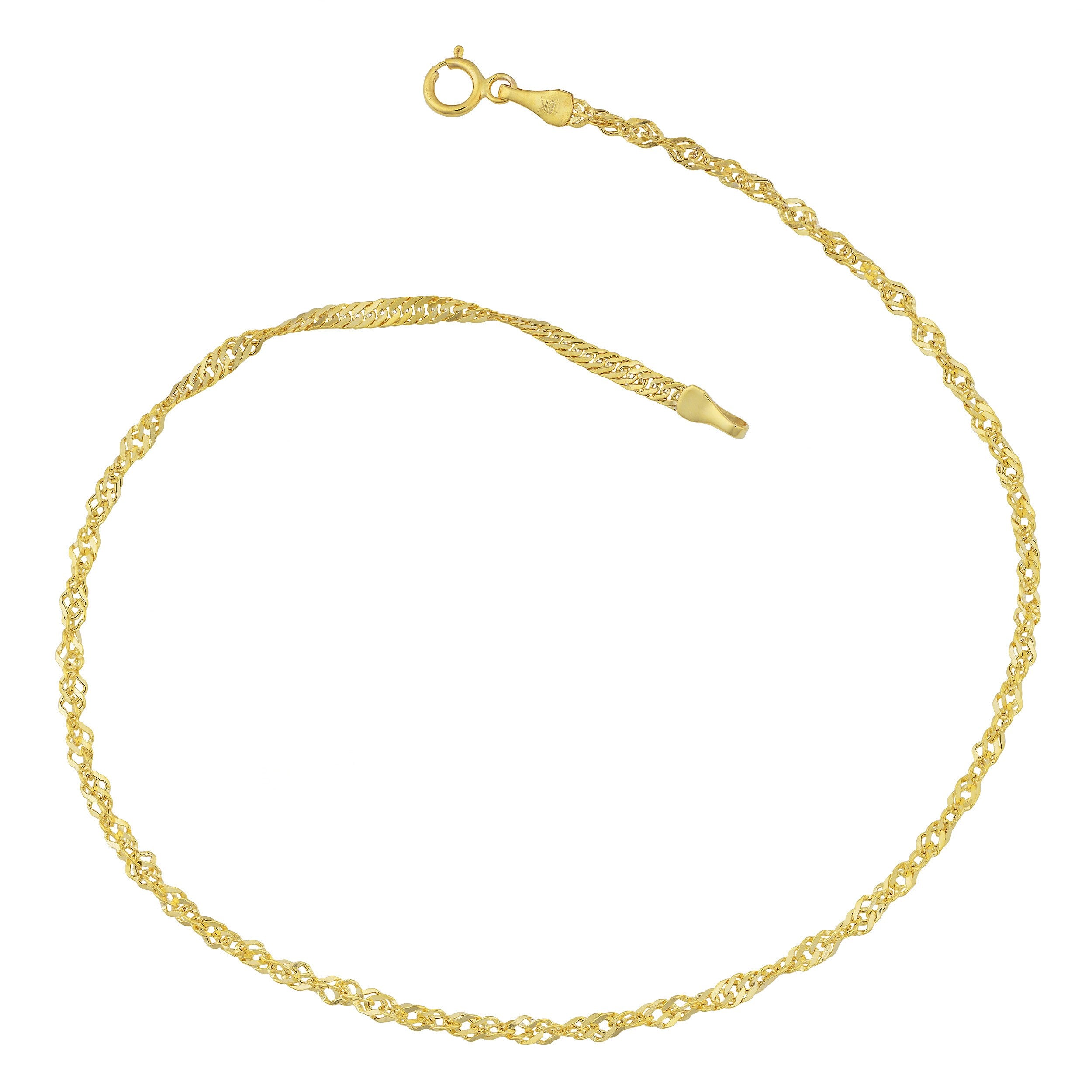 Fremada 10K Yellow Gold 2.2 Mm Singapore Chain Anklet 10 Inches