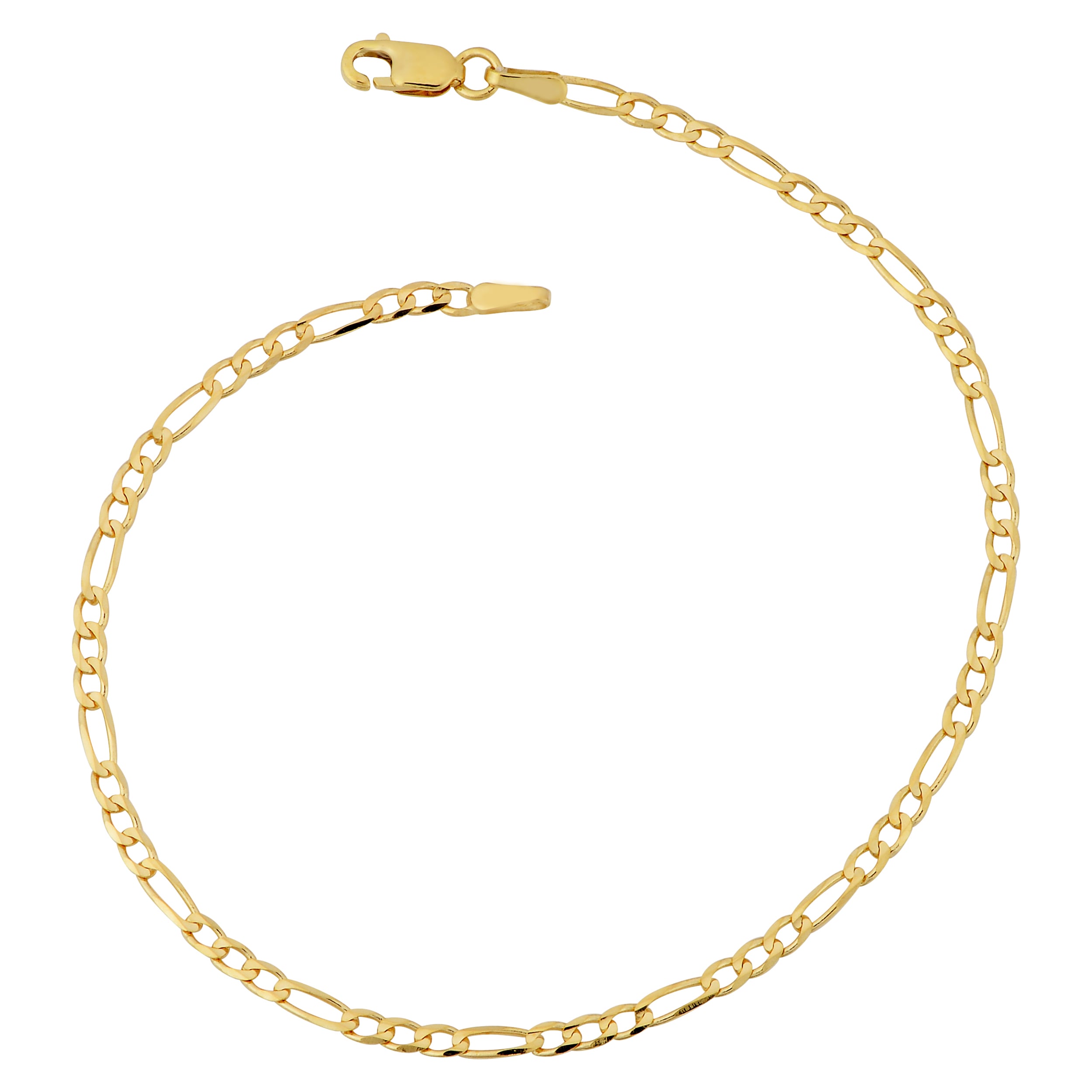 Fremada 10K Yellow Gold 2.3 Mm High Polish Concave Figaro Link Bracelet 7 Or 8 Inches