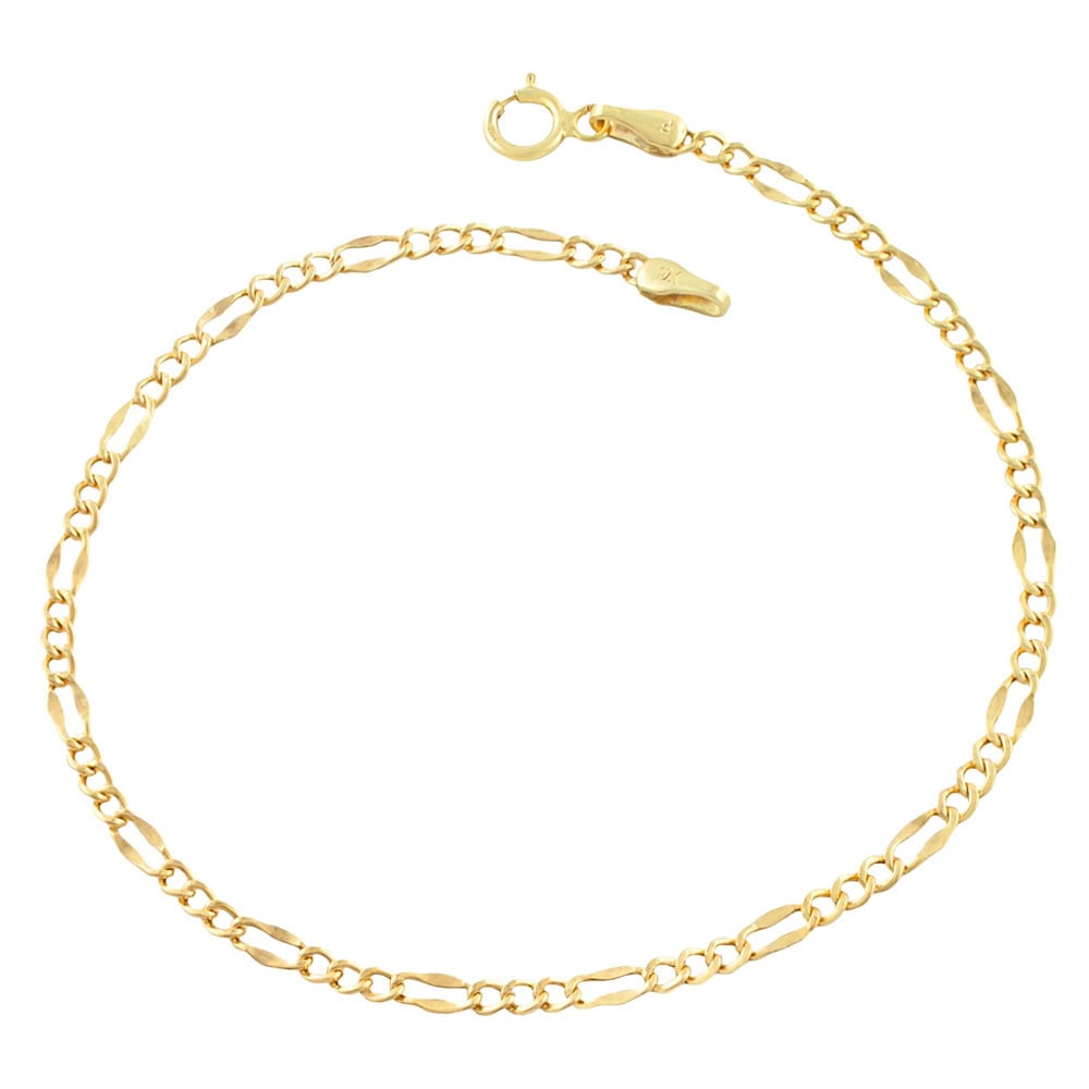 Fremada 10K Yellow Gold 2.4 Mm High Polish Lite Flat Figaro Link Bracelet 7.5 Inches