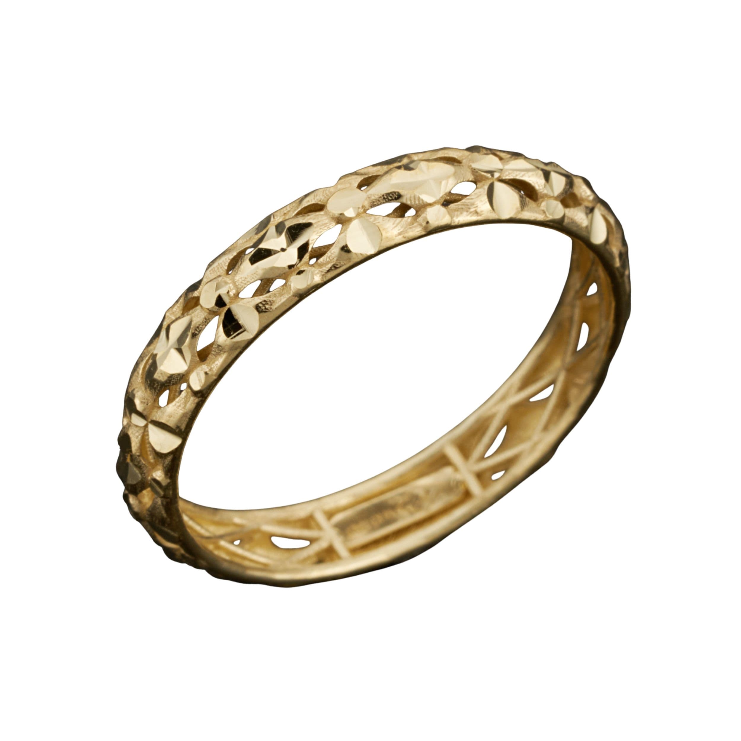 Fremada 10K Yellow Gold 3.9 Mm Sparkle Pattern Band Ring Sizes 6 7 8 9 10