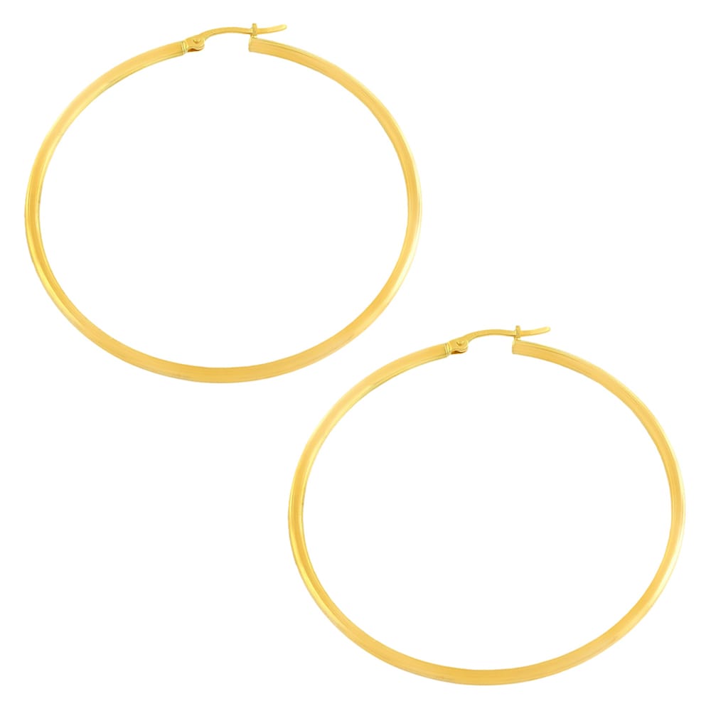 Fremada 10K Yellow Gold 35 Mm Polished Tube Hoop Earrings
