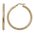 Fremada 10K Yellow Gold 3X30 Mm Diamond Cut Round Hoop Earrings