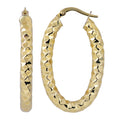 Fremada 10K Yellow Gold 4 Mm Diamond Cut Elongated Hoop Earrings