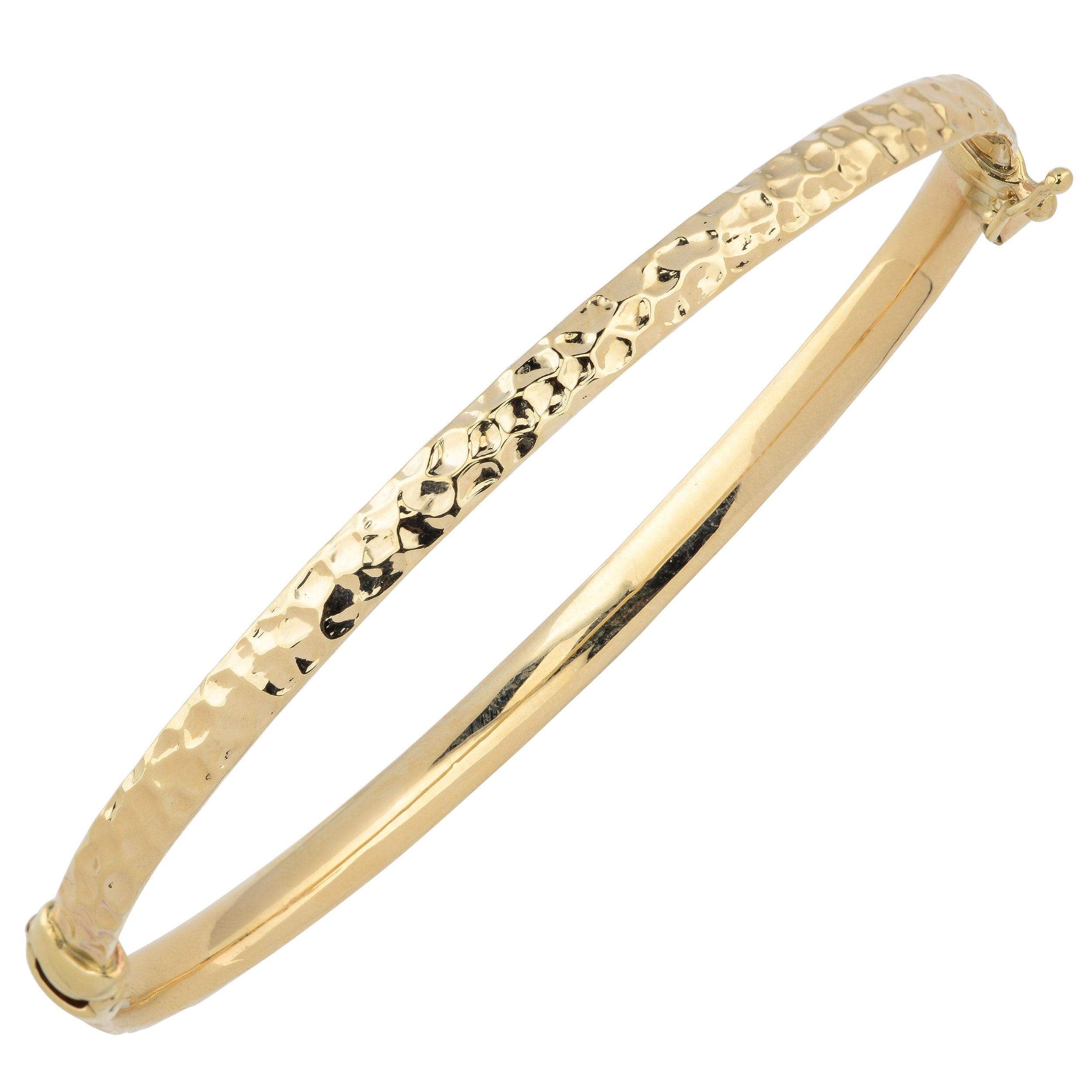 Fremada 10K Yellow Gold 4 Mm Hammered Surface Design Bangle