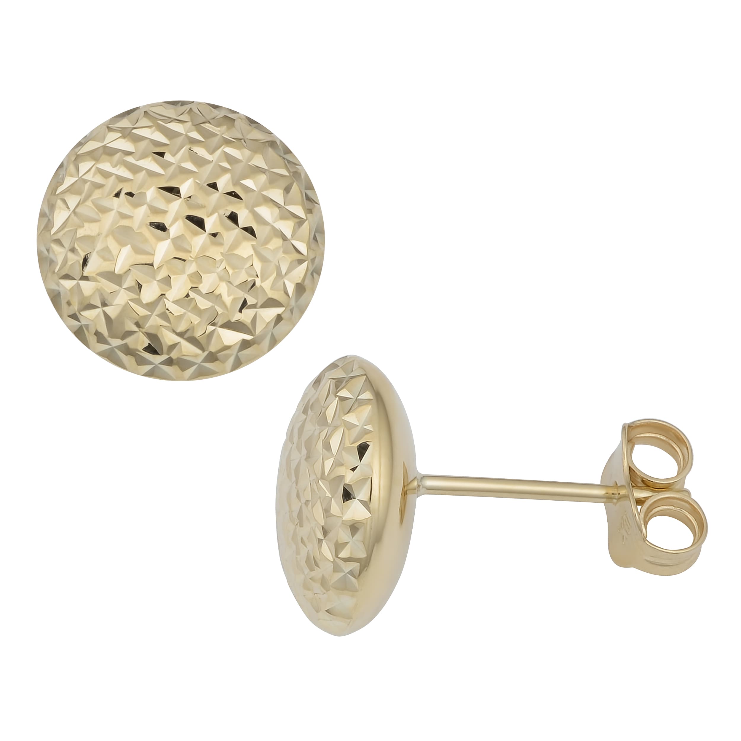 Fremada 10K Yellow Gold Diamond Cut Button Stud Earrings