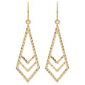 Fremada 10K Yellow Gold Diamond Cut Surfaced Inverted Kite Dangle Earrings