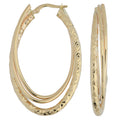 Fremada 10K Yellow Gold Diamond Cut Triple Oval Hoop Earrings