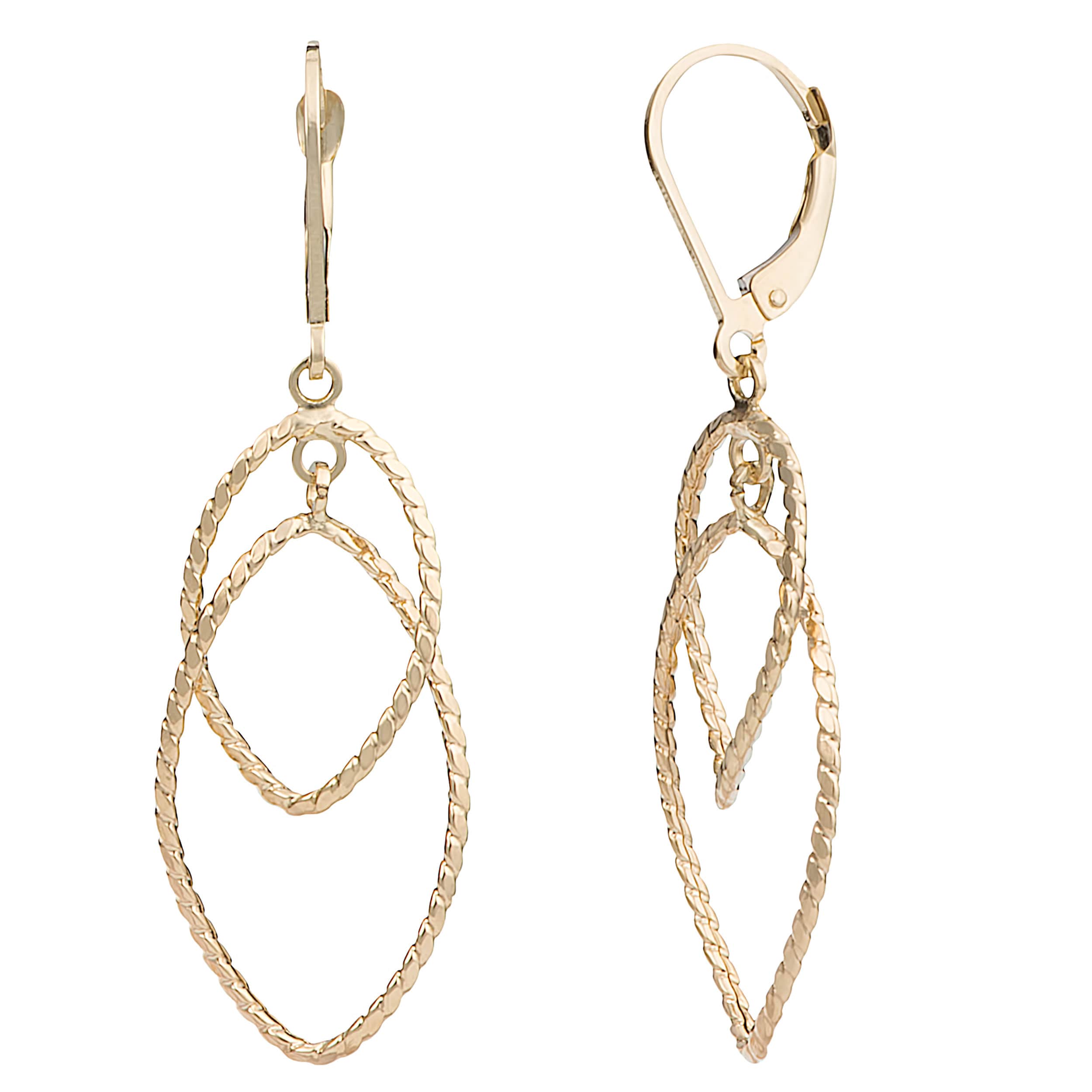 Fremada 10K Yellow Gold Graduated Ovals Leverback Earrings