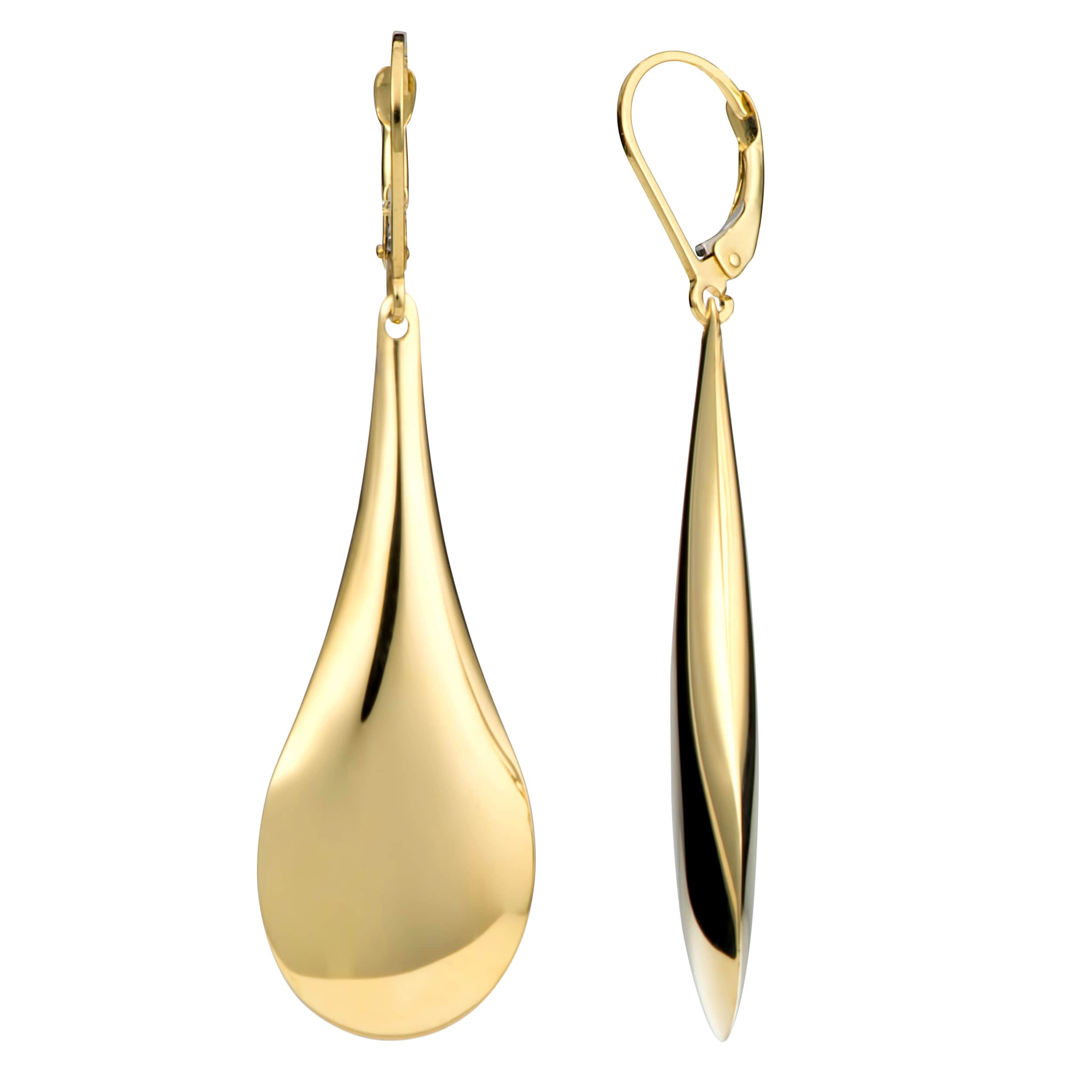 Fremada 10K Yellow Gold High Polish Elongated Teardrop Dangle Earrings