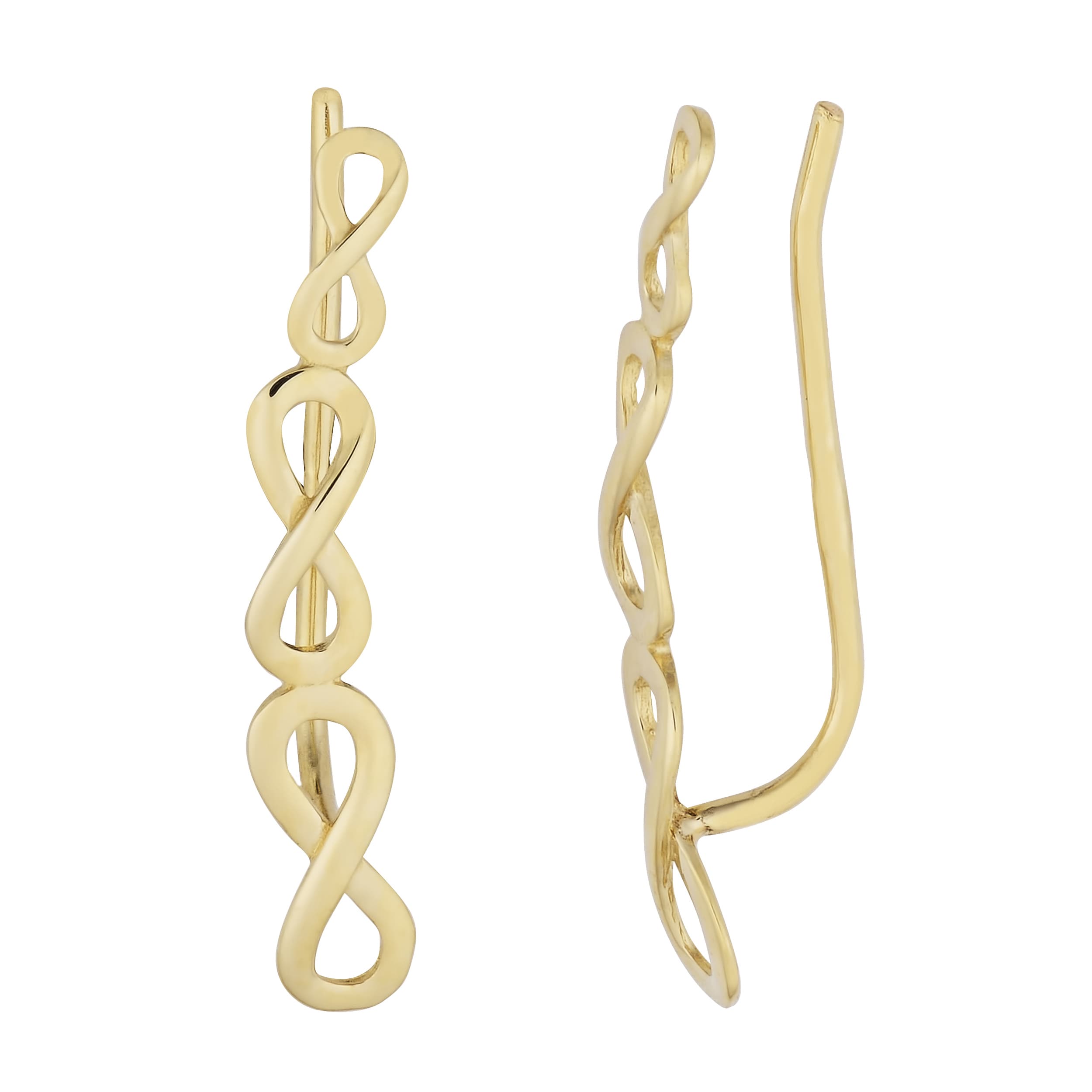 Fremada 10K Yellow Gold High Polish Graduated Infinity Climber Earrings