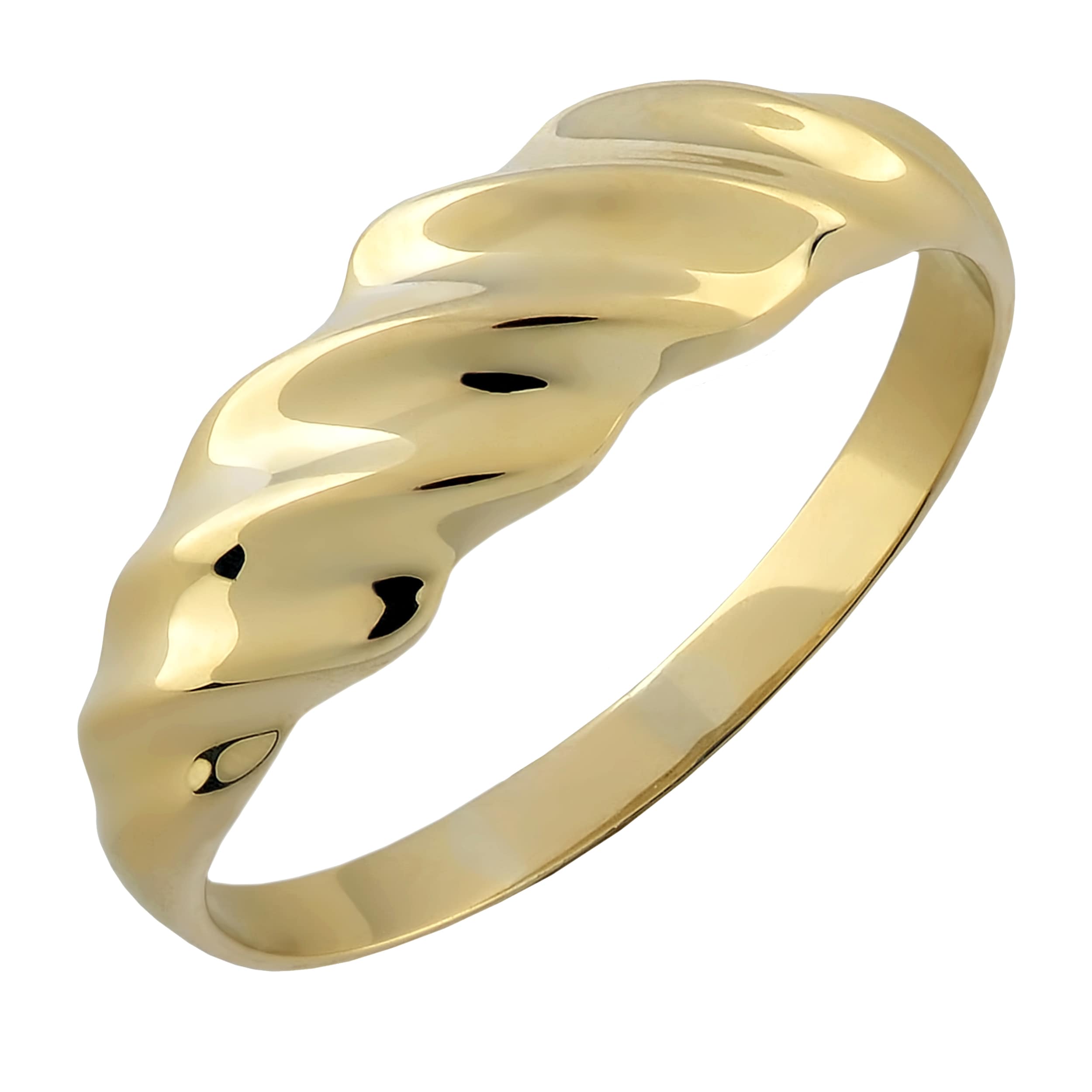 Fremada 10K Yellow Gold High Polish Ripple Design Ring