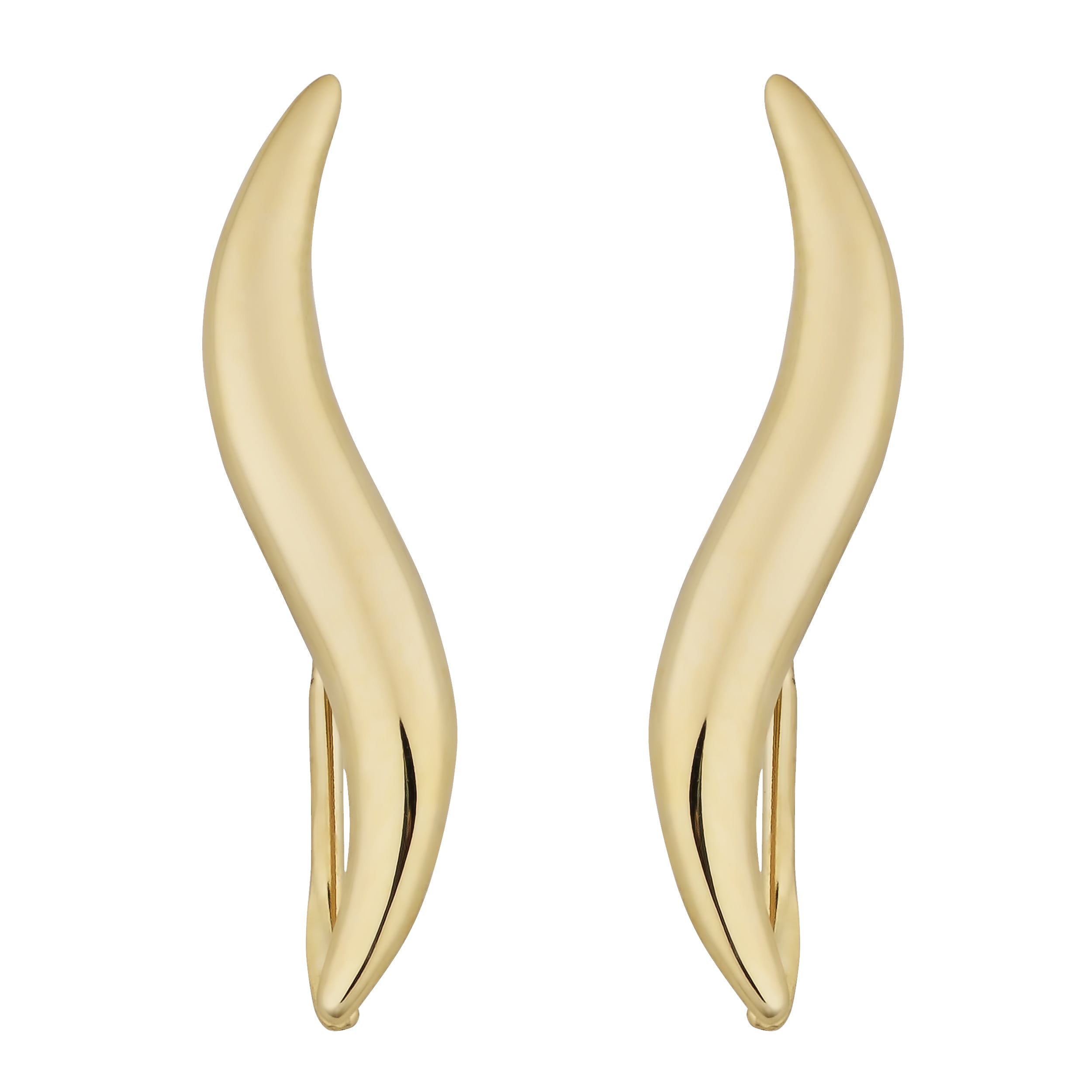 Fremada 10K Yellow Gold High Polish Wave Climber Earrings