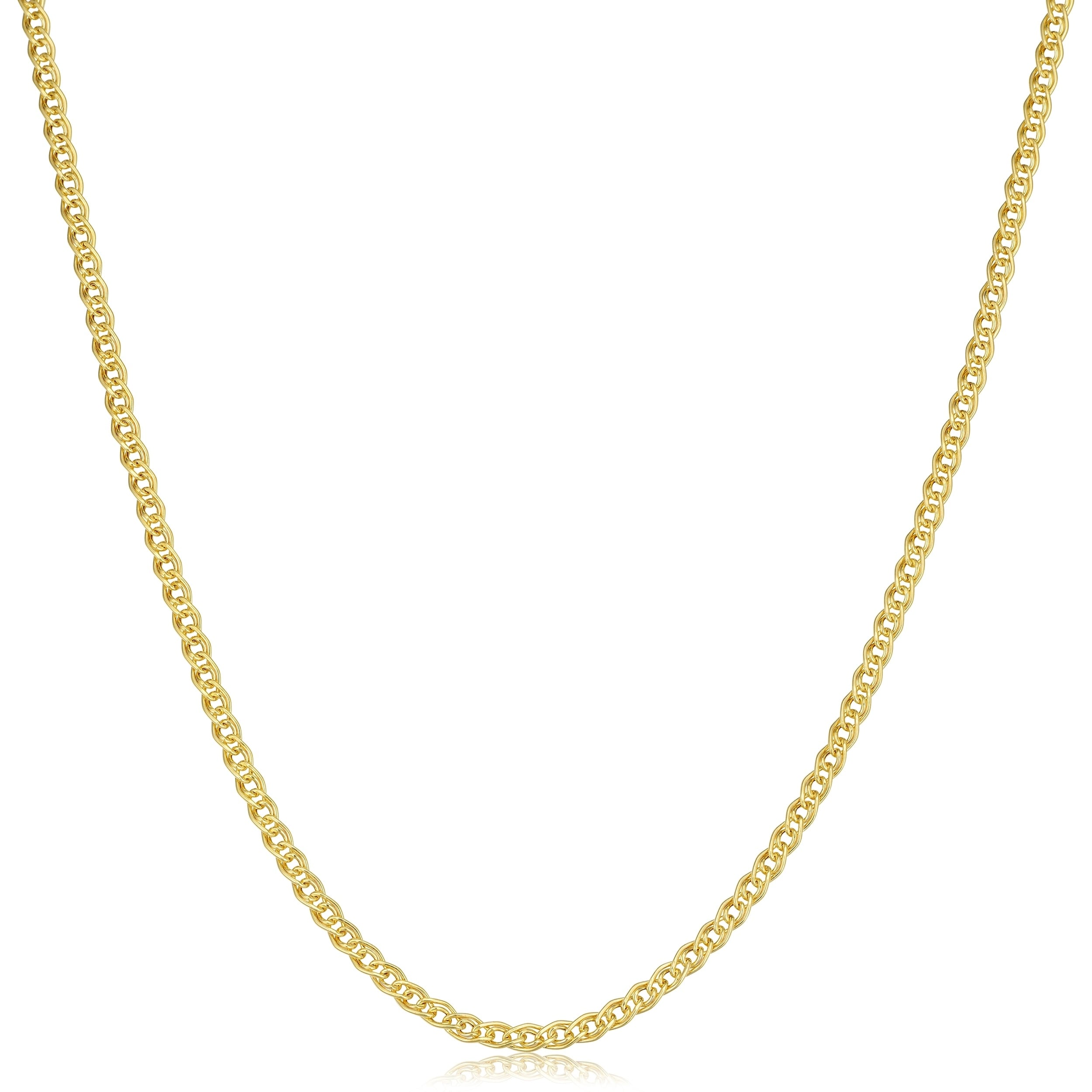 Fremada 10K Yellow Gold Hollow Inner Link Chain Necklace 2.4 Millimeters