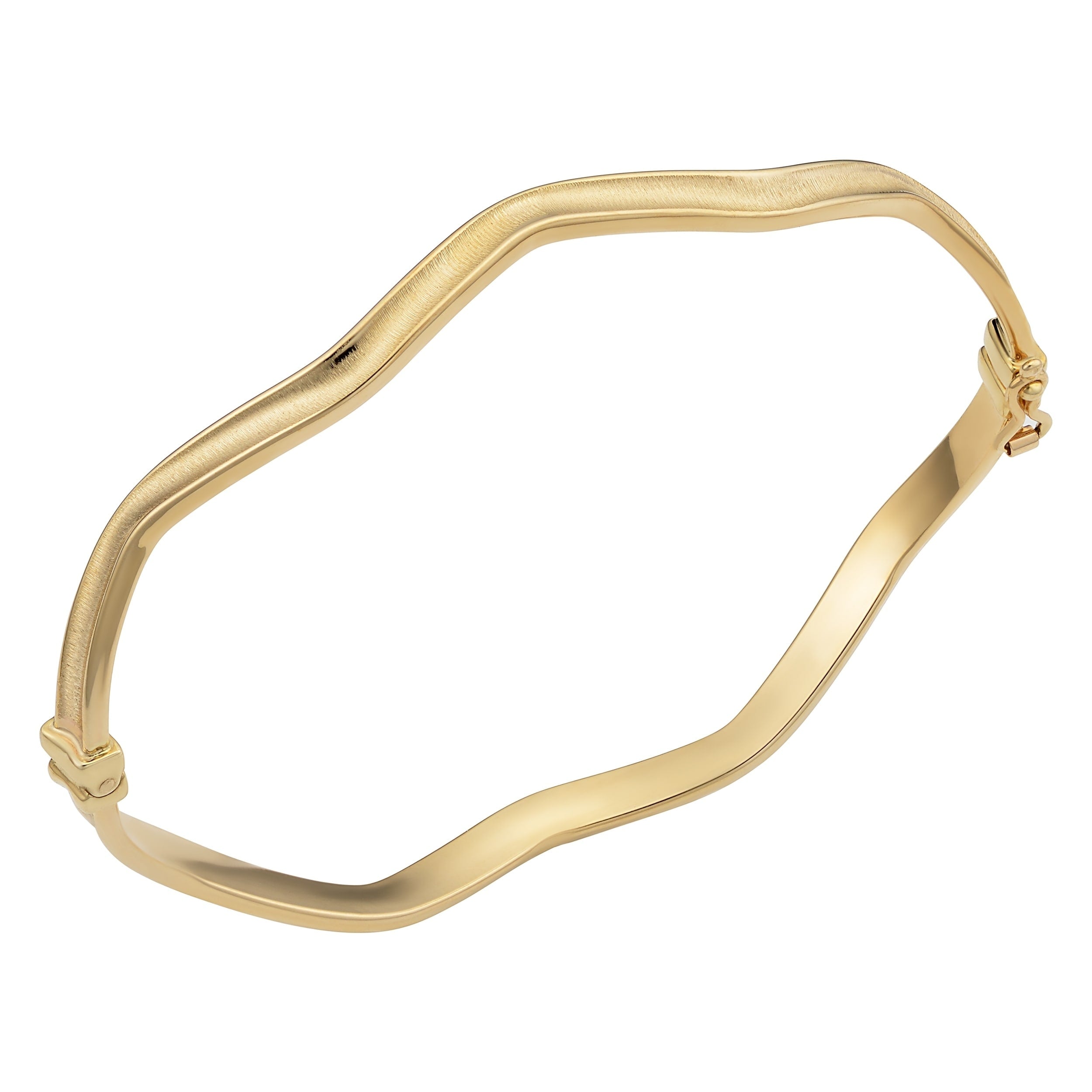Fremada 10K Yellow Gold Satin And High Polish Wave Bangle