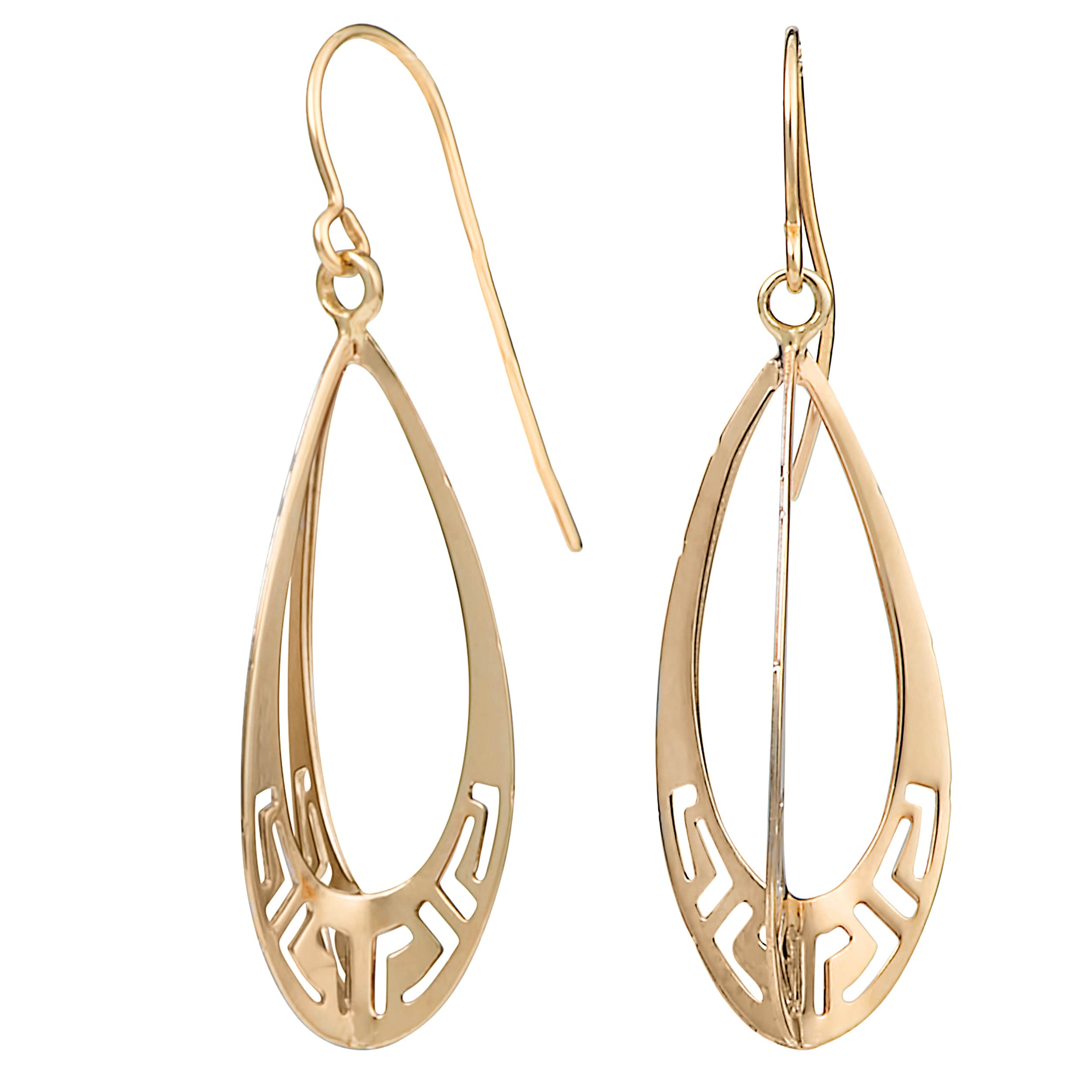 Fremada 10K Yellow Gold Teardrop Three Dimensional Drop Earrings