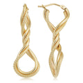 Fremada 10K Yellow Gold Twisted Elongated Hoop Earrings