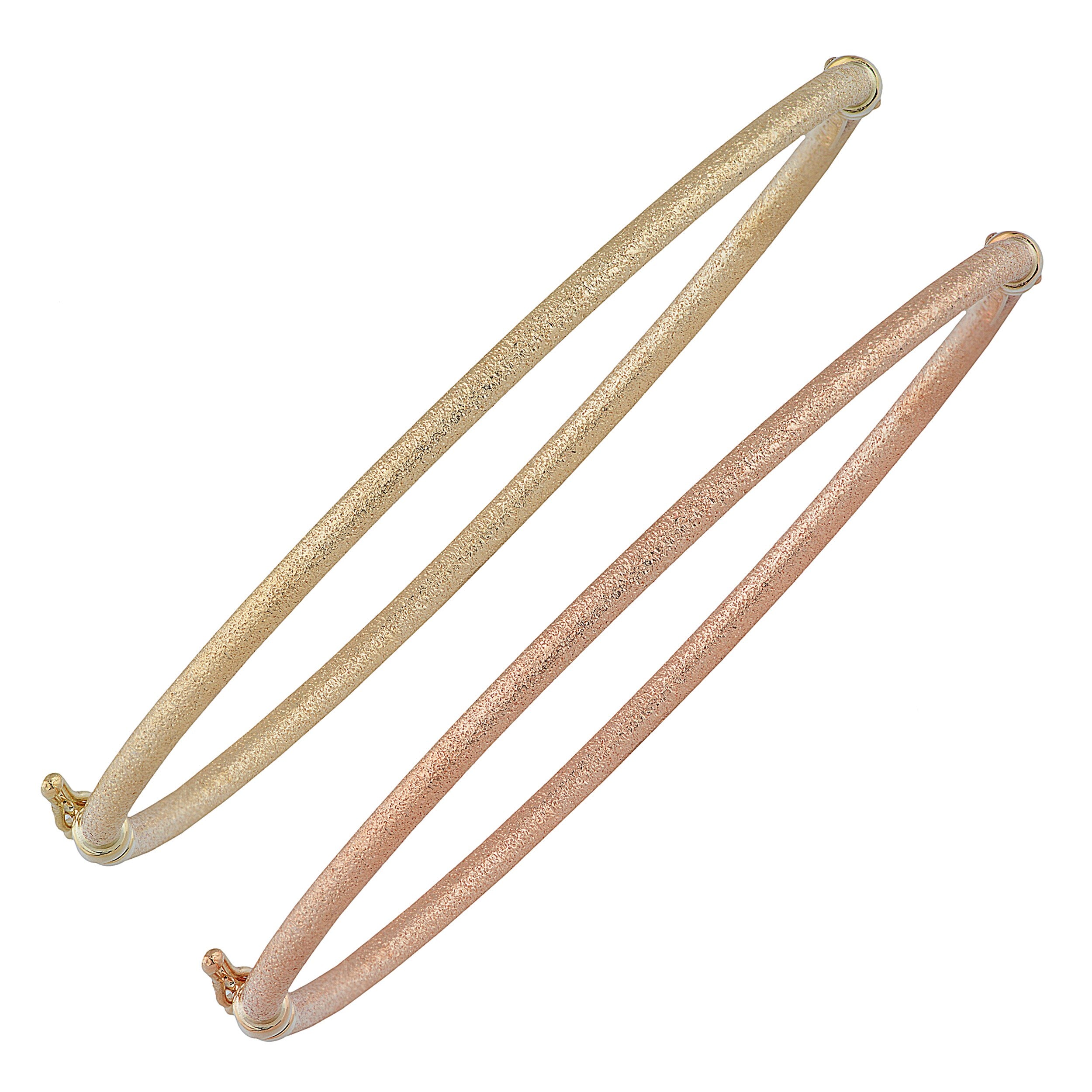 Fremada 10K Yellow Or Rose Gold 2.5Mm Glass Blast Finish Bangle