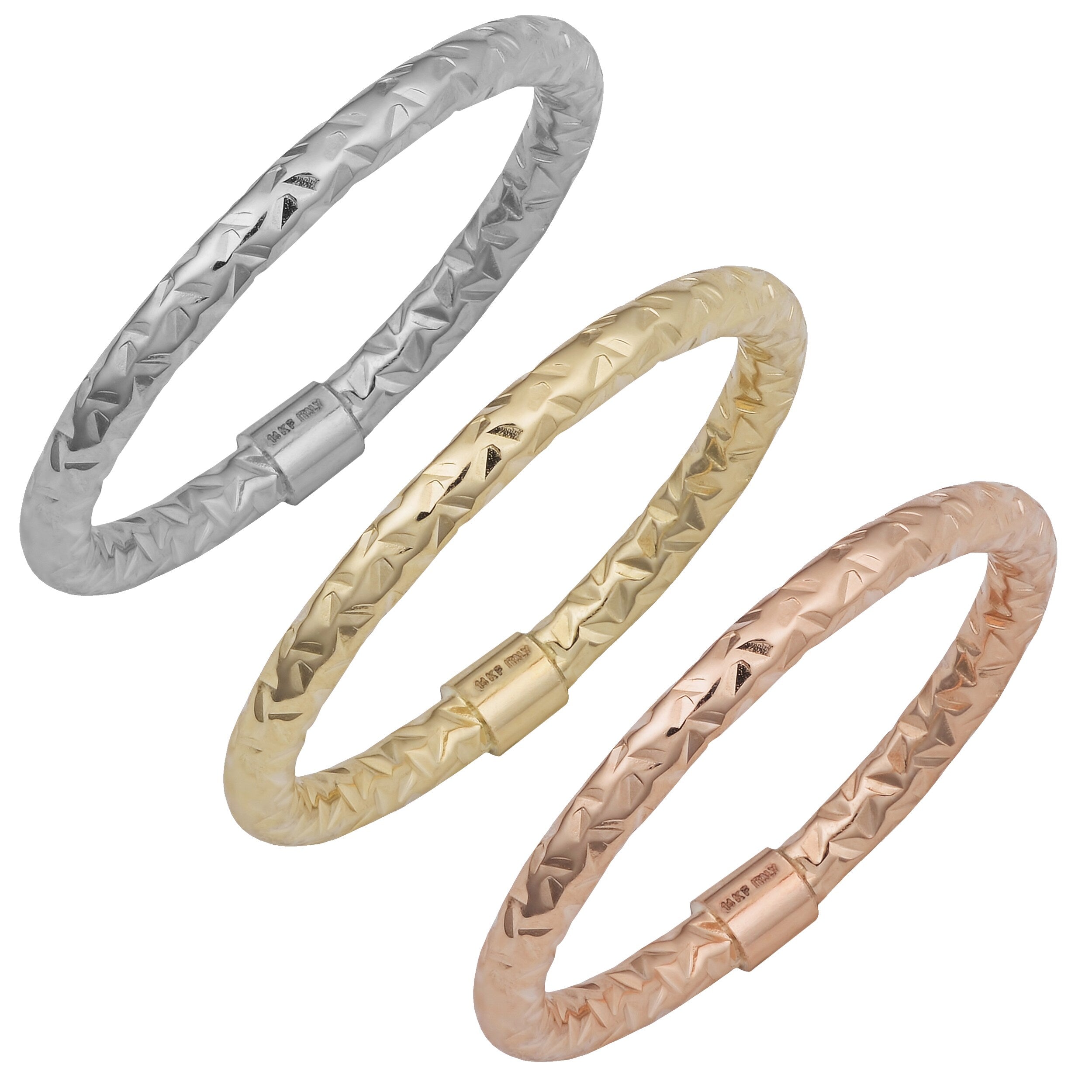 Fremada 14K Gold Stylish Diamond Cut Stackable Ring