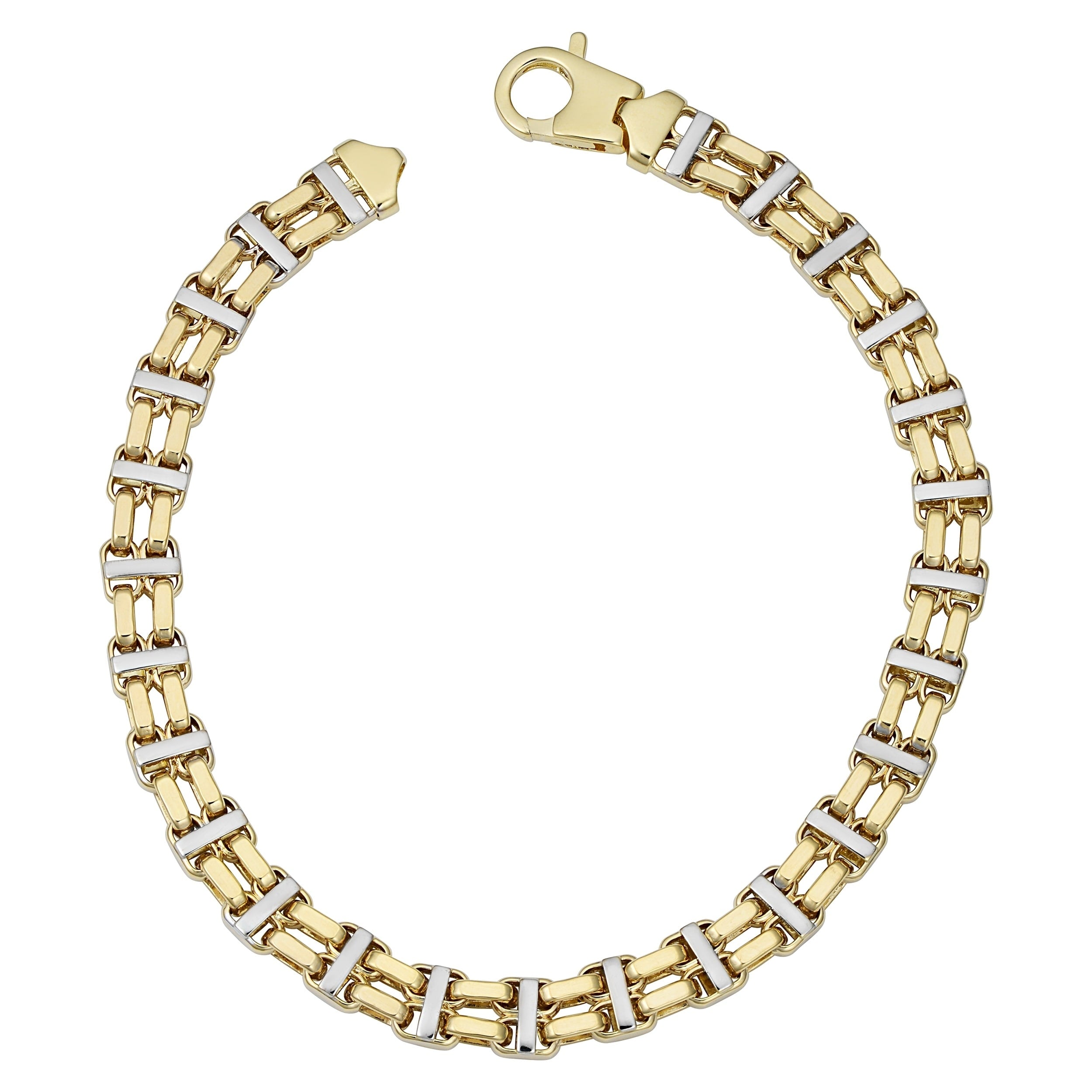 Fremada 14K Two Tone Gold 6.2 Millimeter Railroad Bracelet 8.5 Inches