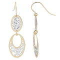 Fremada 14K Two Tone Gold Floral Ovals Dangle Earrings
