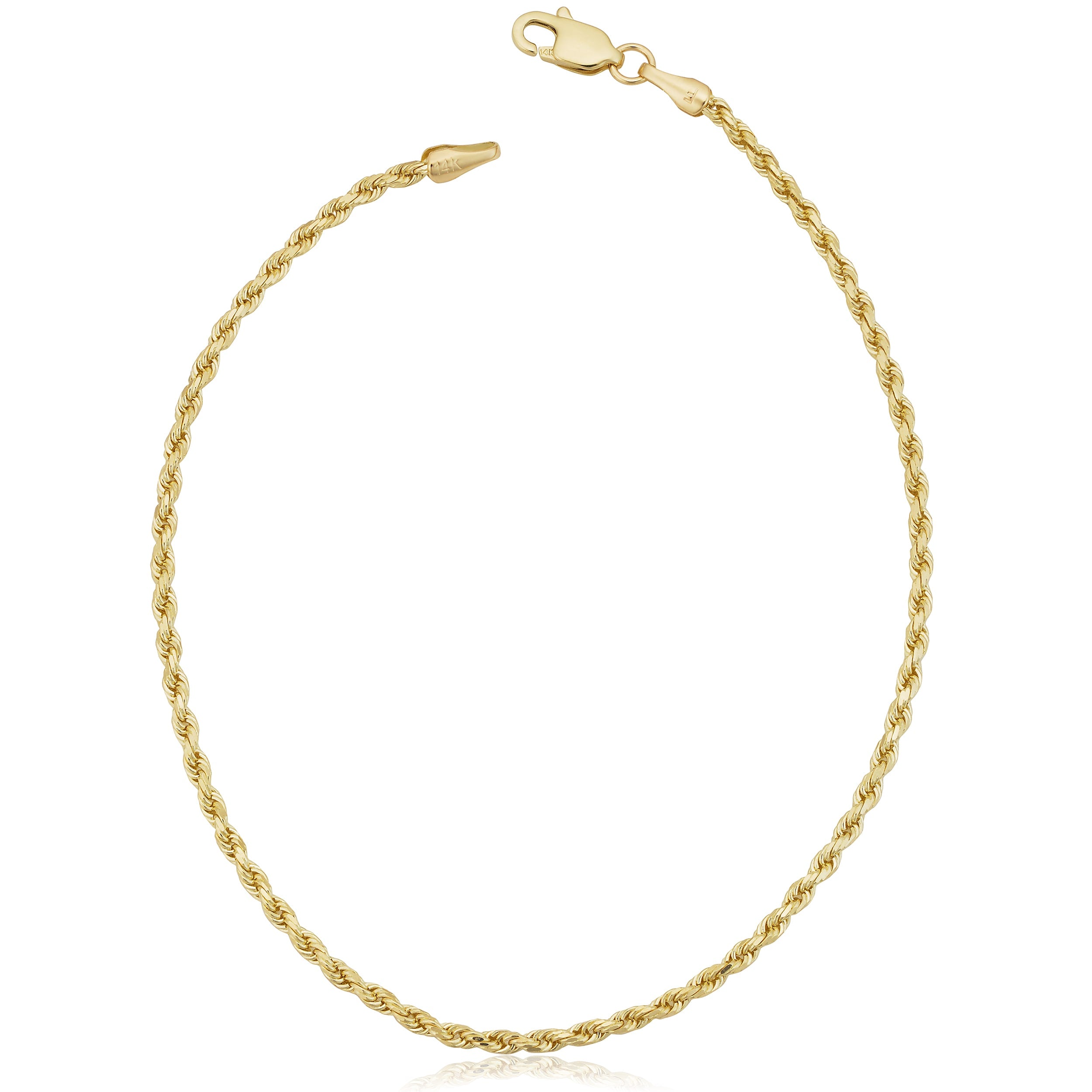 Fremada 14K Yellow Gold 1.7 Mm Solid Rope Chain Anklet 10 Inches