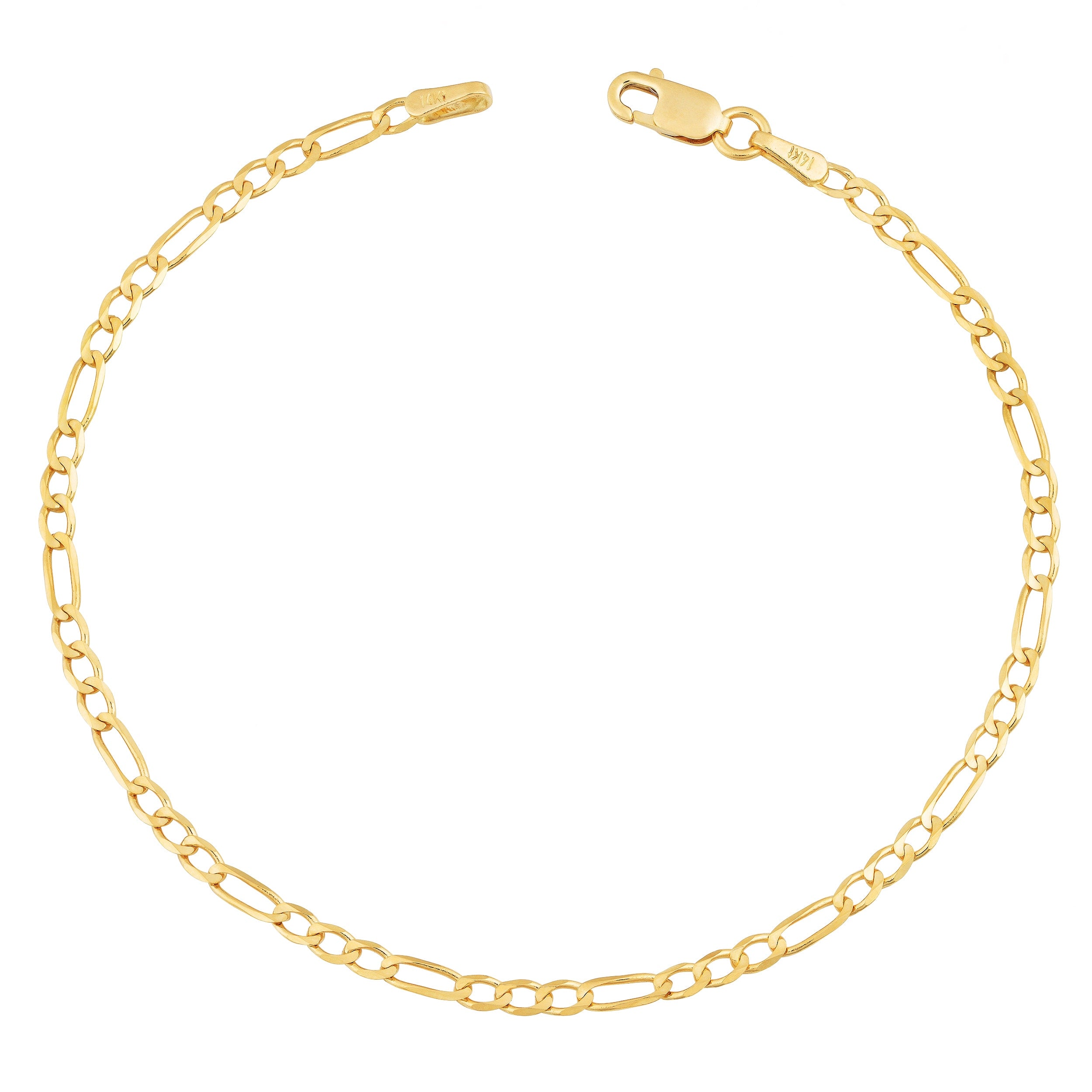 Fremada 14K Yellow Gold 2.3 Mm High Polish Solid Figaro Link Bracelet 7.5 Inches