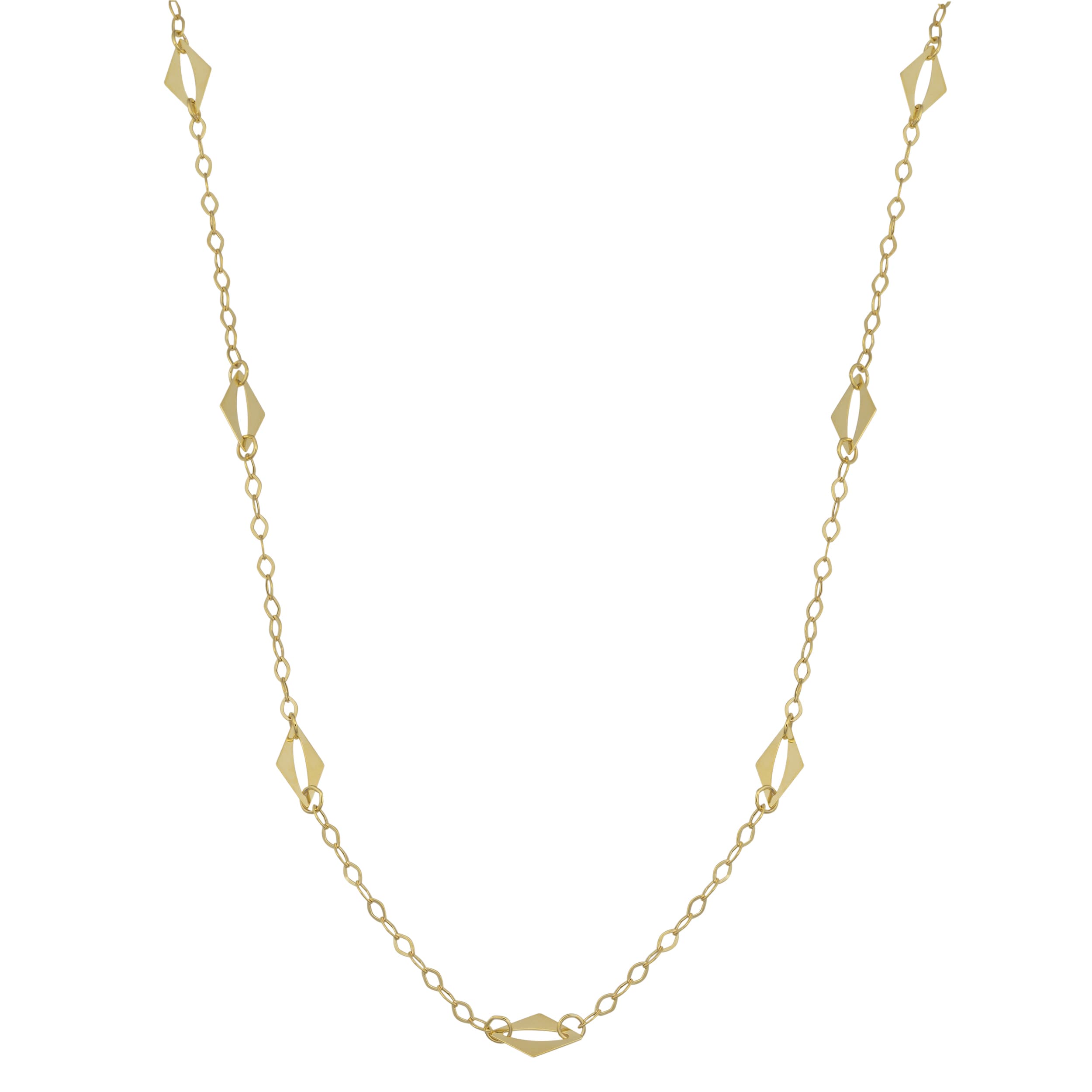 Fremada 10K Yellow Gold Diamond Shaped Station Necklace