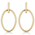 Fremada 14K Yellow Gold Bar With Oval Drop Earrings