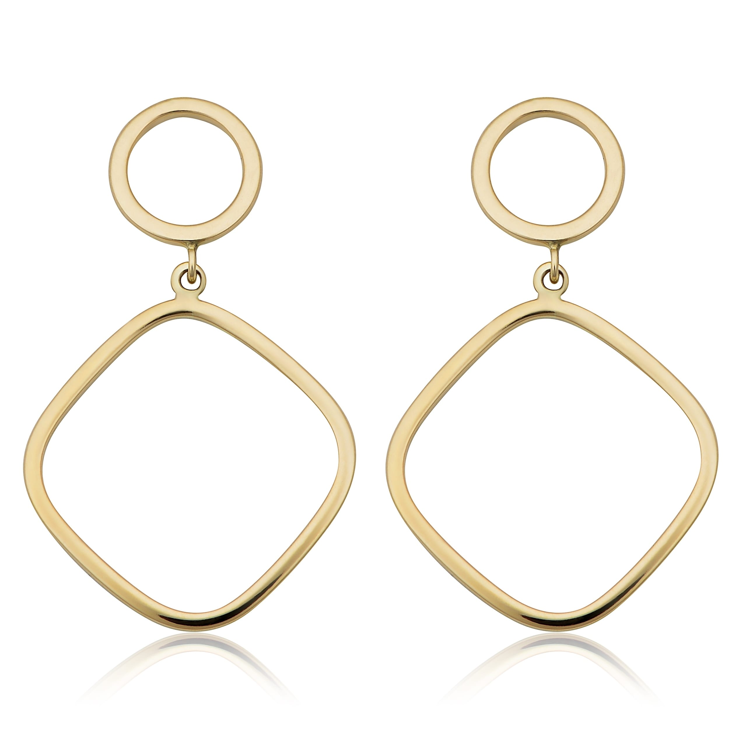 Fremada 14K Yellow Gold Circle And Square Drop Earrings