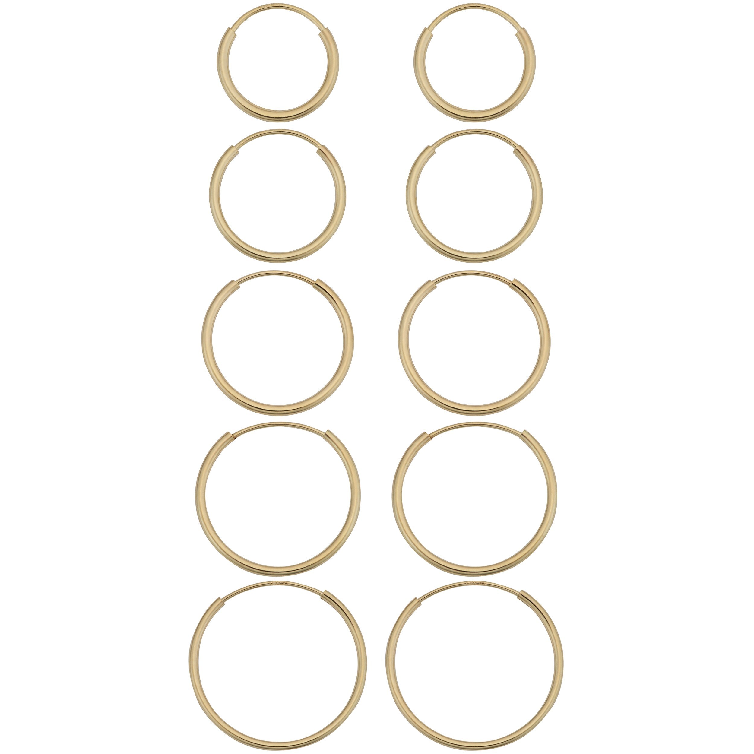 14K Yellow Gold Round Hoop Earrings