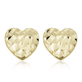 Fremada 14K Yellow Gold Diamond Cut Heart Stud Earrings