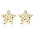 Fremada 14K Yellow Gold Diamond Cut Star Stud Earrings