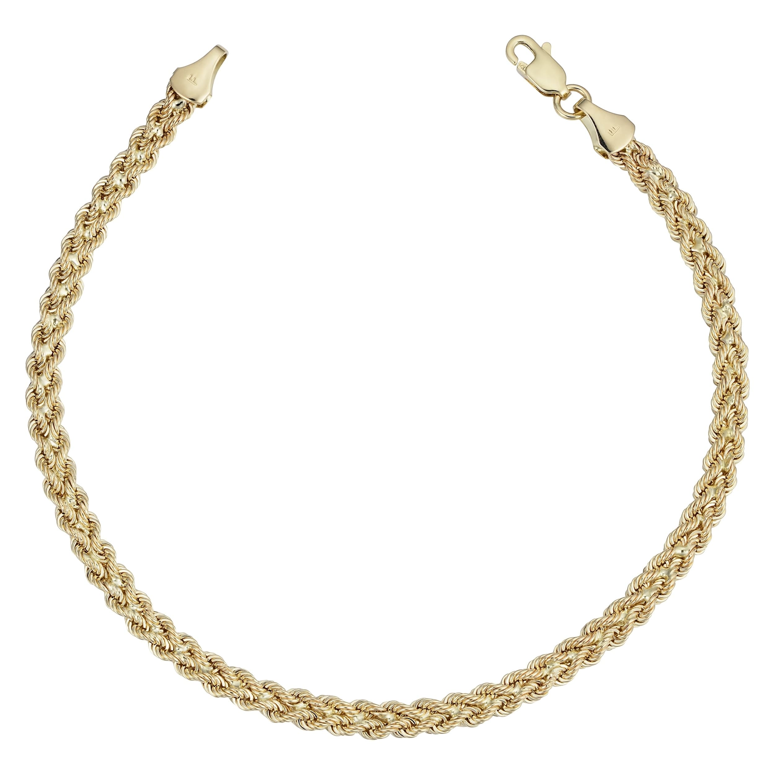 Fremada 14K Yellow Gold Double Row Semi Solid Rope Bracelet 7.5 Inches