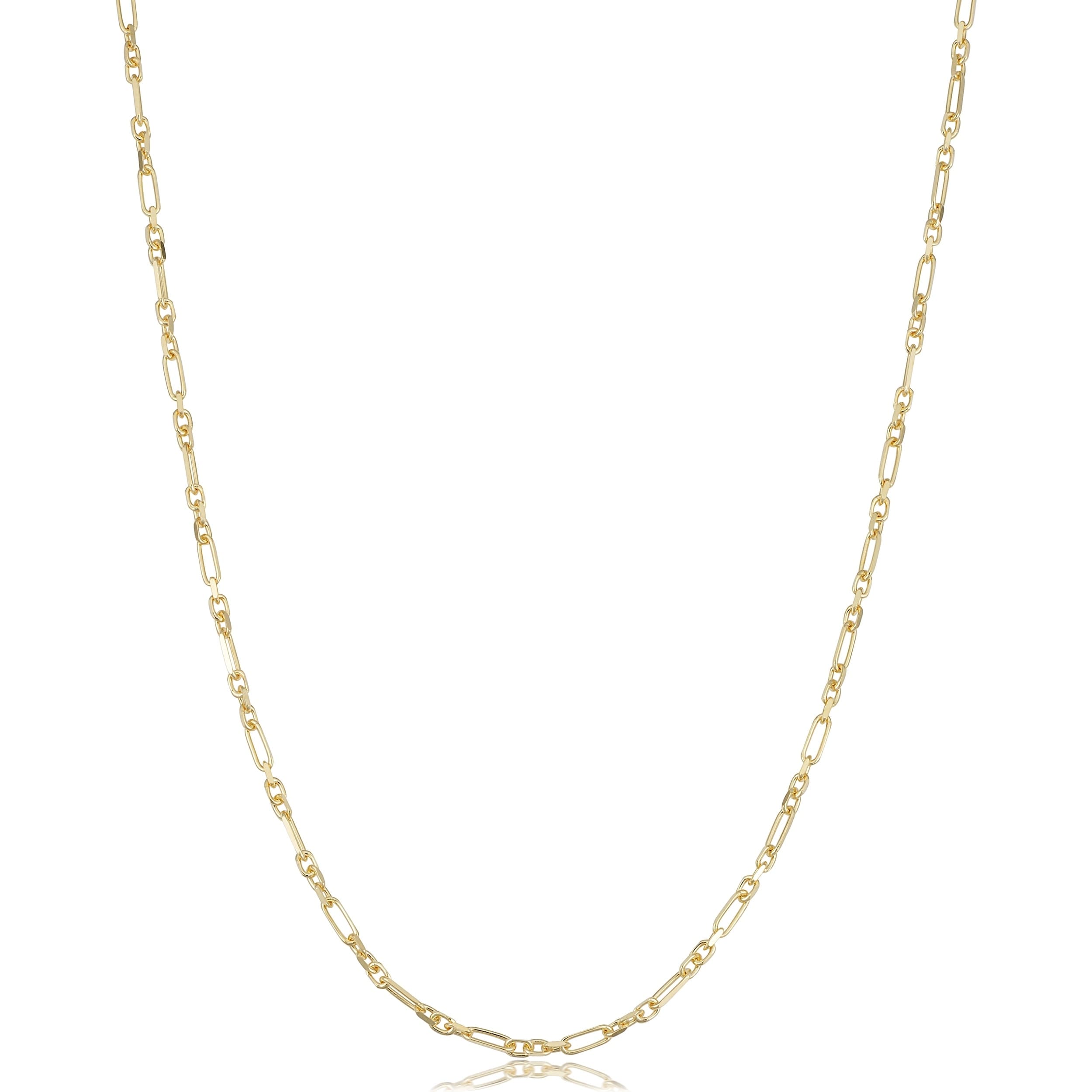 Fremada 14K Yellow Gold Figaro Forzatina Link Chain Necklace